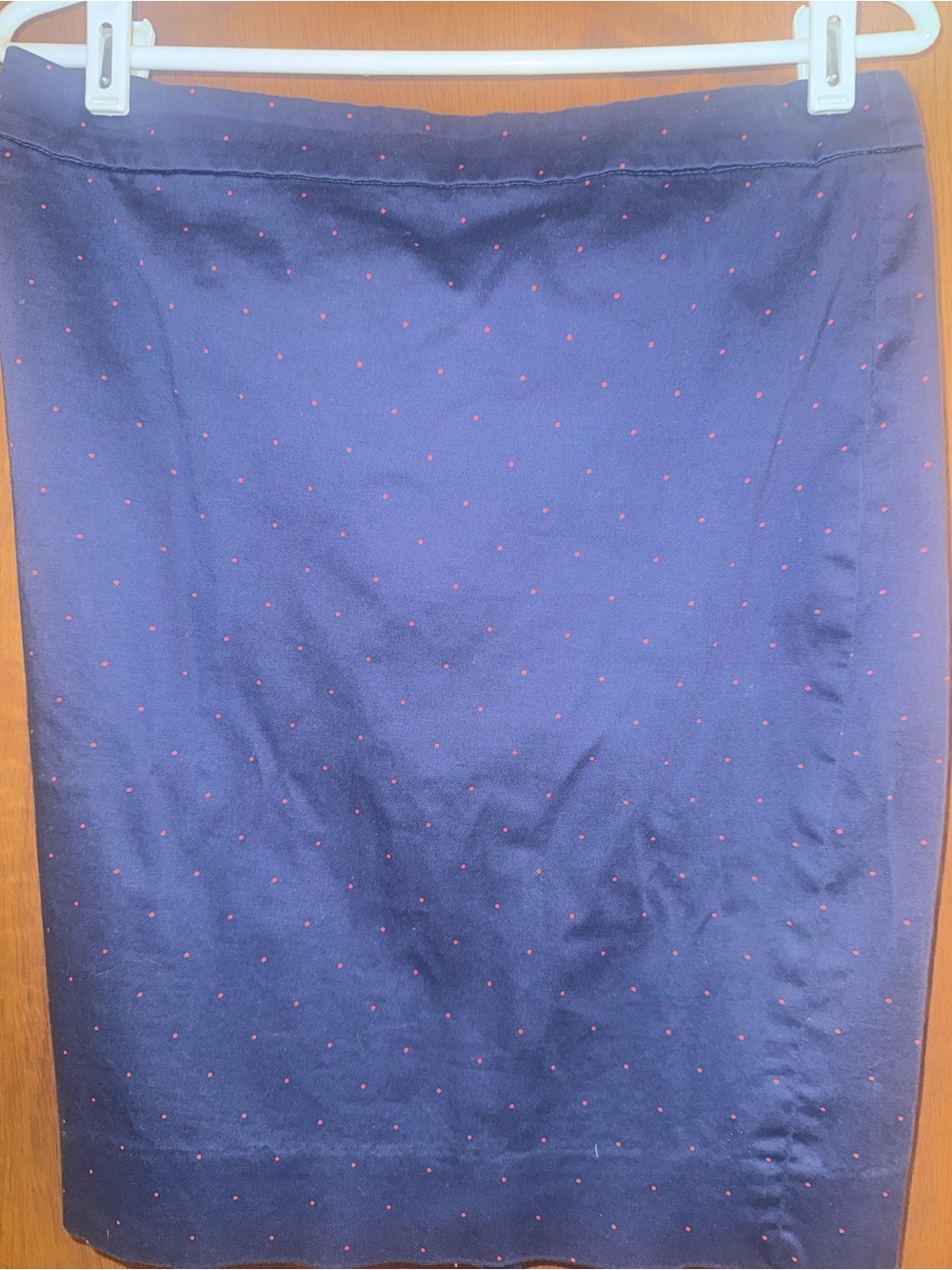 J. Crew Navy Pencil Skirt with Pink Micro Dots